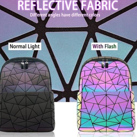LOVEVOOK Holographic Geometric BACKPACK NWOT - Picture 3 of 3